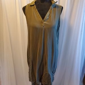 Sonoma sleeveless olive collared shirt dress medium